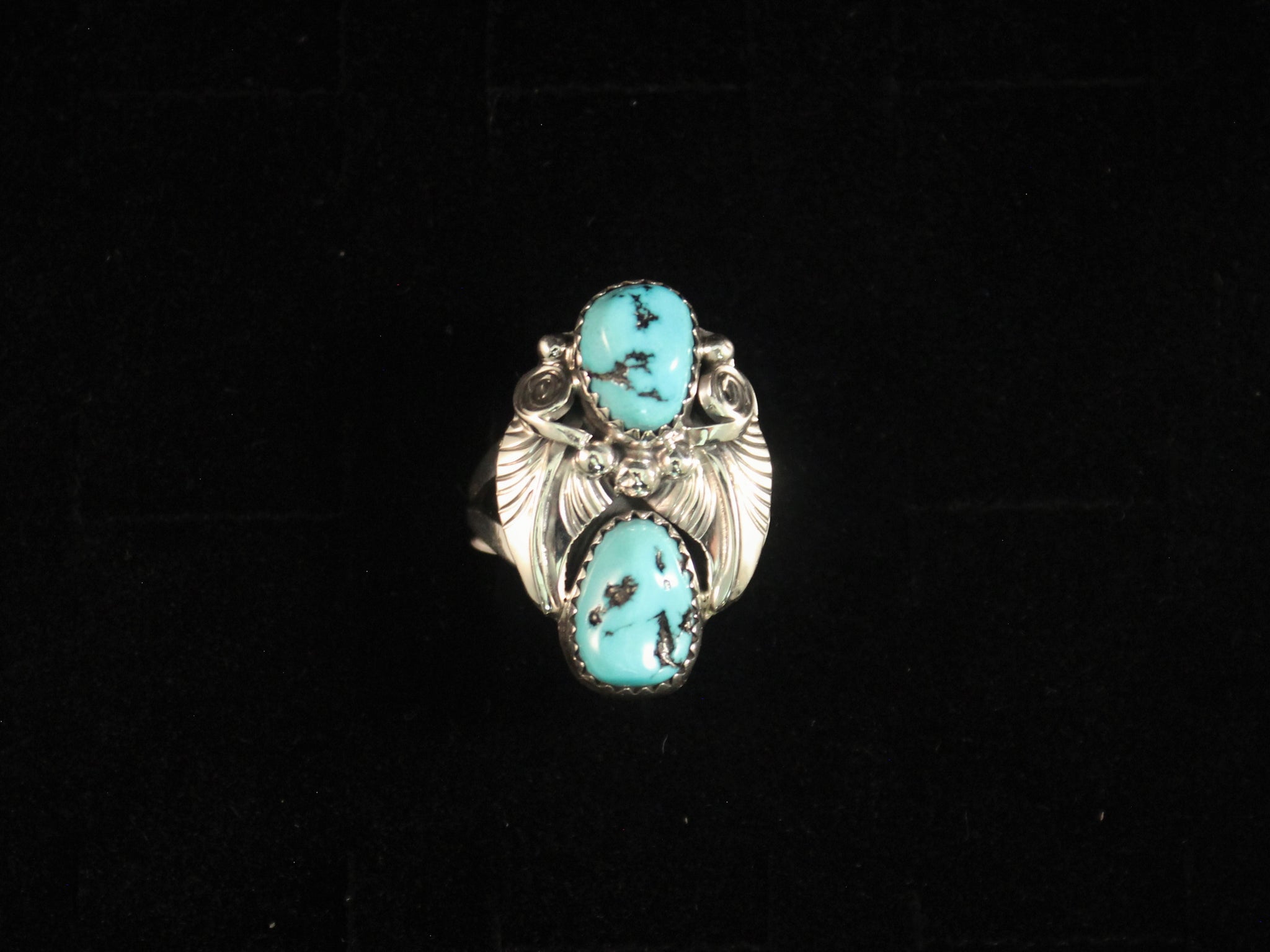 Two Leaf Sleeping Beauty Turquoise Ring