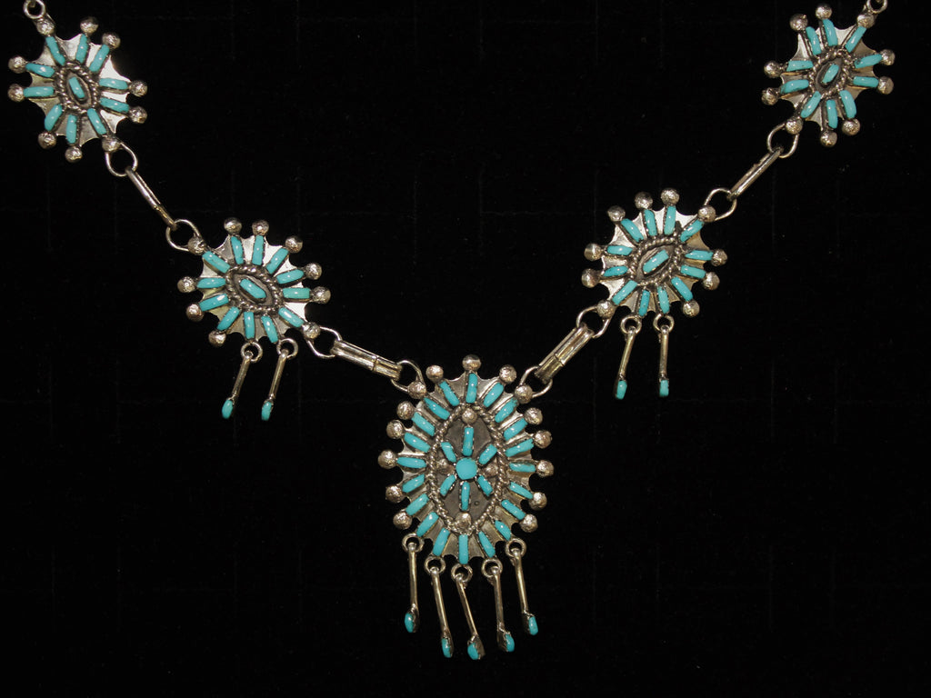 Turquoise Needlepoint Necklace Set