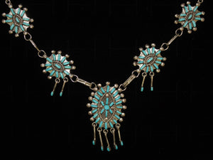 Turquoise Needlepoint Necklace Set