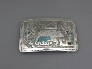 Abstract Bear Chip Inlay Buckle