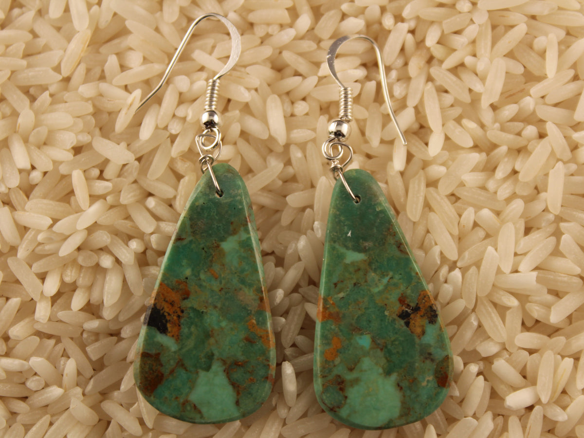 Green Turquoise Slab Earrings – Indian Village, Inc.