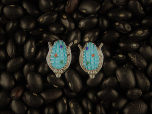 Small Blue Corn Earrings