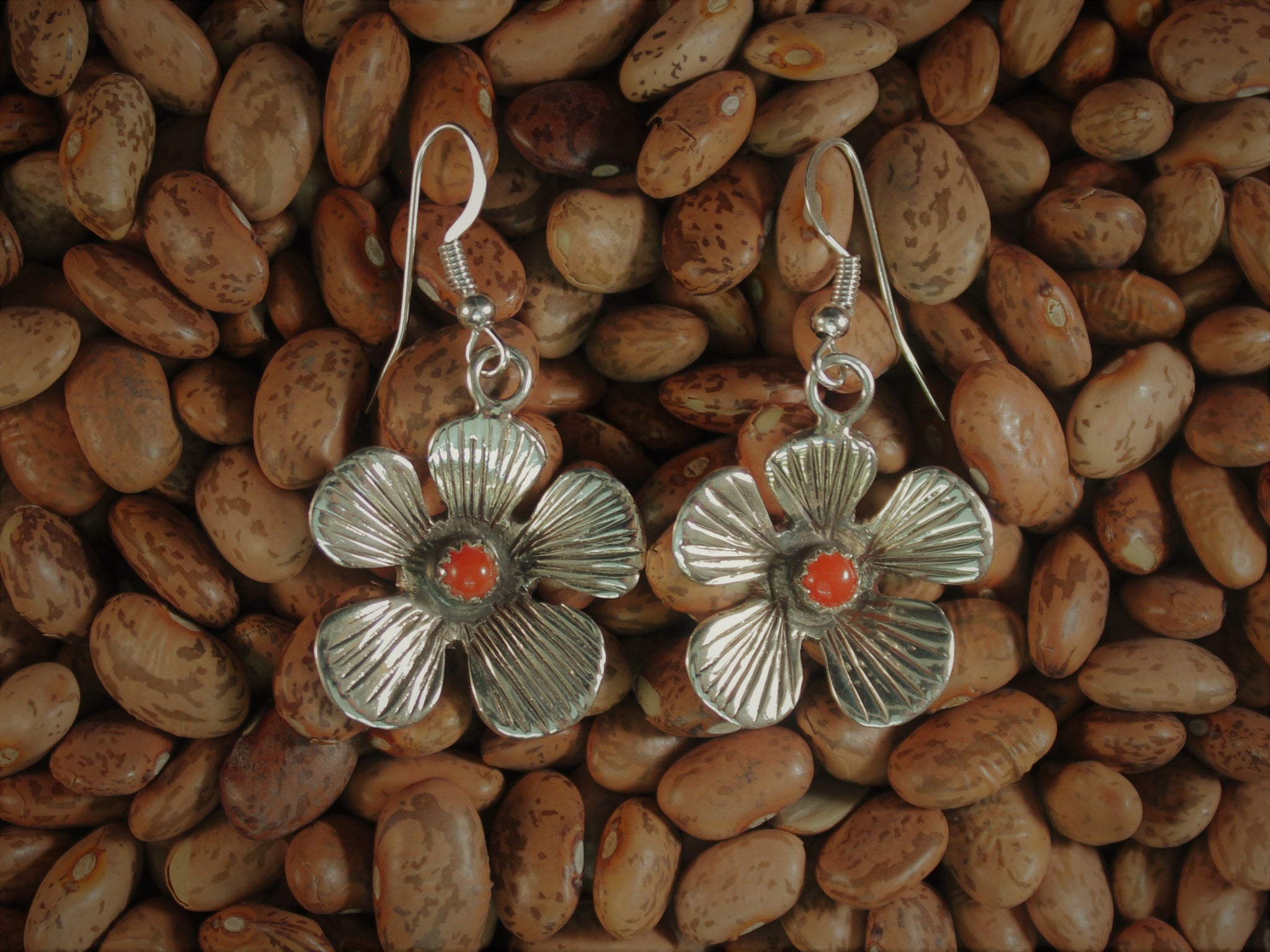 Brilliant Sandcast Flower Earrings