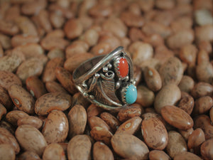 Turquoise, Coral, and Leaves: Classic Men’s Ring